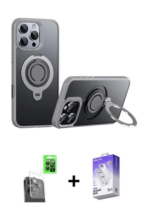 ieg™ iPhone 16 Pro Kılıf Zirve Çizgi Prime - Siyah Bilvis 5in1 3D Magic Cam Ekran Koruyucu + Siyah R