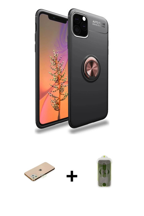 ieg™ iPhone 11 Pro Max Kılıf Yankı Form Prime - Siyah Joko Magic 5D Hayalet Cam + Yeşil Renkli Kamer