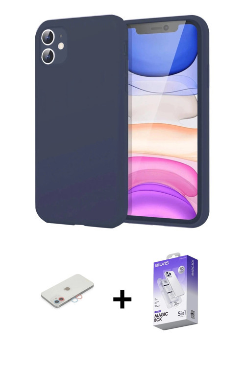 iPhone 11 Kılıf Kozmos Yansıma Özel Seri - Siyah Bilvis 5in1 3D Magic Cam Ekran Koruyucu + Pemb