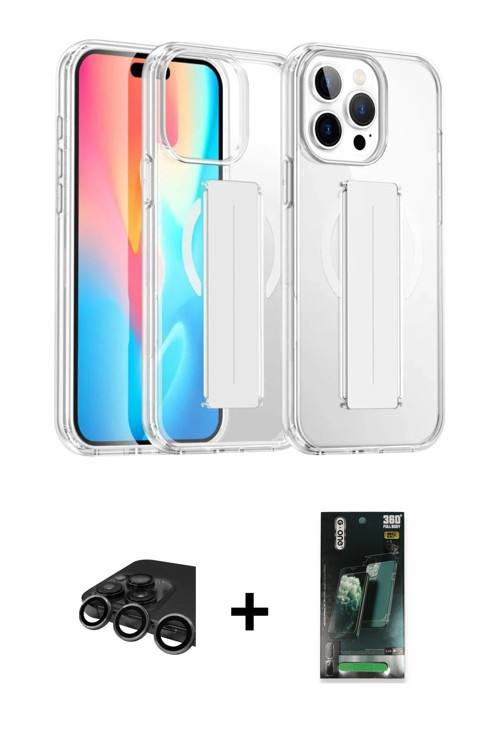 ieg™ iPhone 15 Pro Max Kılıf Nova Işık Koleksiyonu - Siyah 360 Mat Full Body Arka Koruyucu + Titanyu