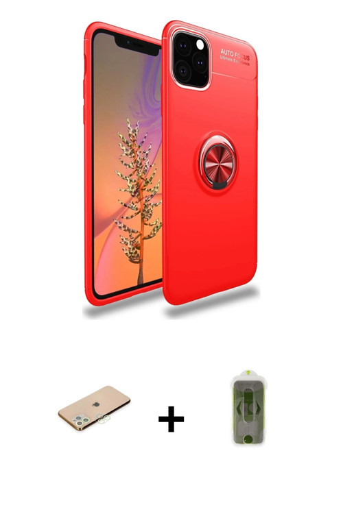 ieg™ iPhone 11 Pro Max Kılıf Yankı Form Prime - Siyah Joko Magic 5D Hayalet Cam + Yeşil Renkli Kamer
