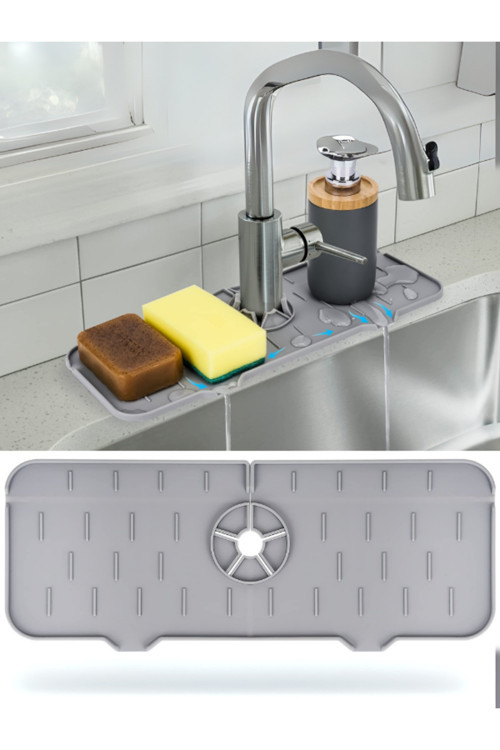 Silikon Musluk Matı – Su Geçirmez Lavabo Kenar Damlatmaz Altlık Düzenleyici Mat