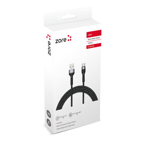 Maks Technology Siyah Shira Serisi Type-c Usb Kablo 2 Metre-​MKST 2