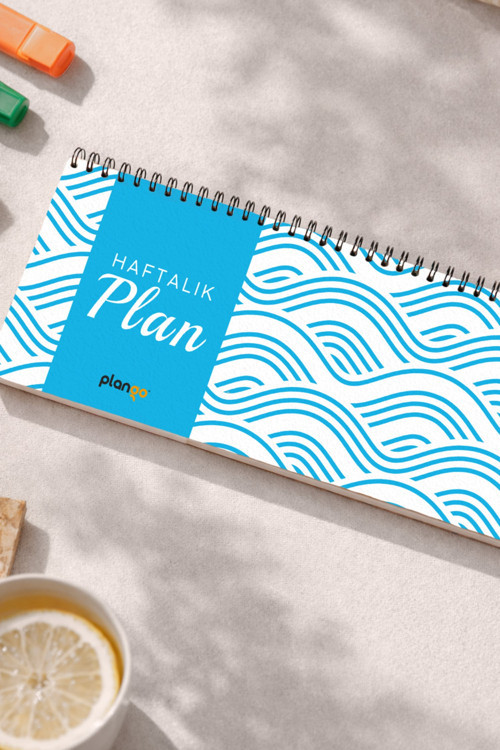 Tarihsiz Spiralli Haftalık Masaüstü Planlayıcı - Dalga - 10x30 cm Plango