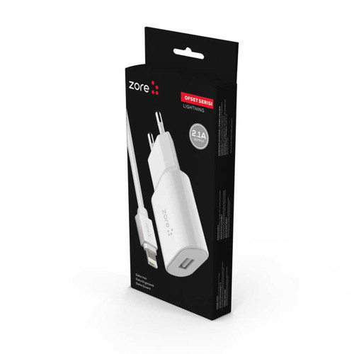 Maks Technology MKST Ofset Serisi ZCS-02 Lightning 2 in 1 Ev Şarj Seti 2.1A - Beyaz