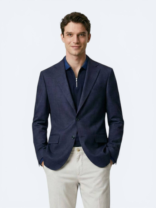 Gri Mikro Modern Fit Yün Karışımlı Ceket