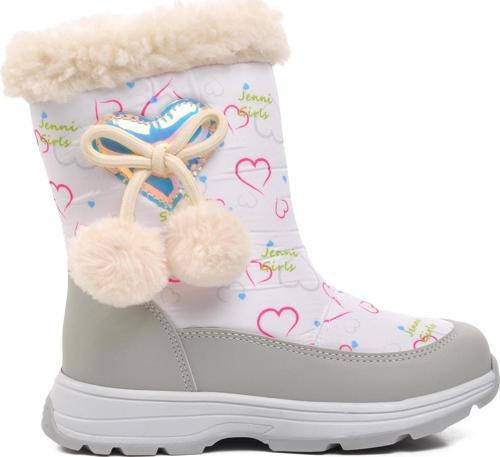 1555-P Beyaz Kız Çocuk İçi Polarlı Kar Botu