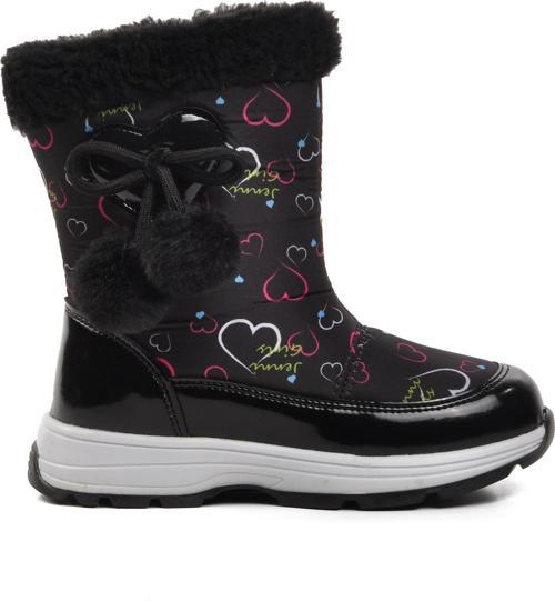 1555-P Siyah İçi Polarlı Kız Çocuk Kar Botu