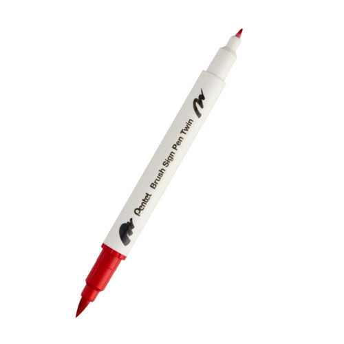 Brush Sing Pen Twin Çift Taraflı Fırça Uçlu Kalem Red