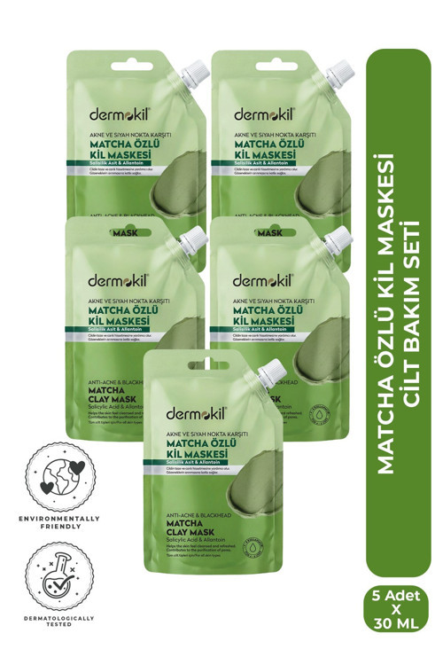 Matcha Özlü Kil Maskesi Cilt Bakım Seti 30 ml x 5 Adet