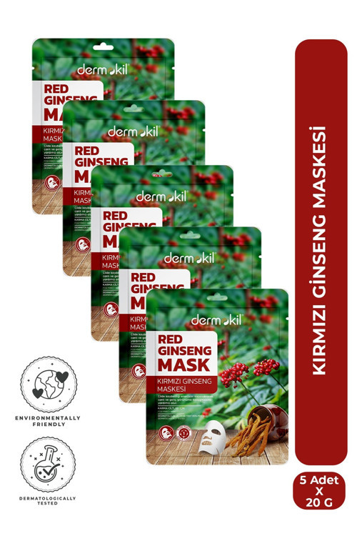 Kırmızı Ginseng Kağıt Yüz Maskesi (Karma Ciltler İçin) 20 G X 5 Adet