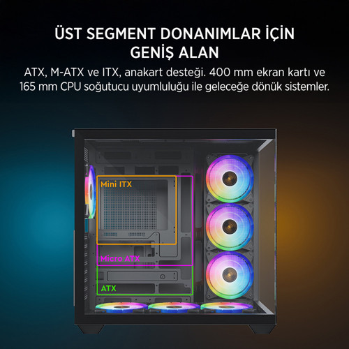 STARK S801 7X ARGB 650W GAMING CASE BLACK