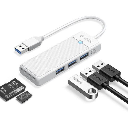 USB 3.0 to 3.0 TF SD Kart Okuyucu 3 Portlu USB 3.0 Çoklayıcı Adaptör Beyaz