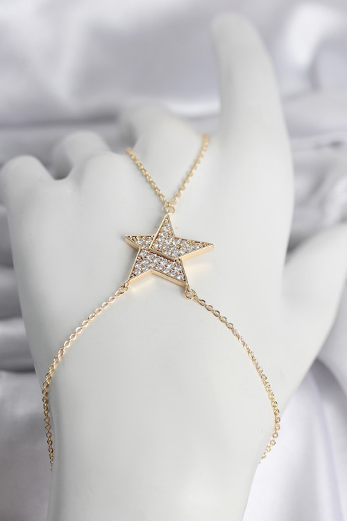 Pirinç Gold Renk Zirkon Taşlı Yıldız Model Kadın Şahmeran - EBJ260404W41720
