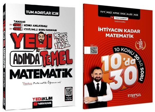 Yediiklim + Marka 2026 KPSS DGS ALES TYT 7 Yedi Adımda Temel Matematik Konu Anlatımlı Soru Bankası 2 li Set - Mehmet Bil