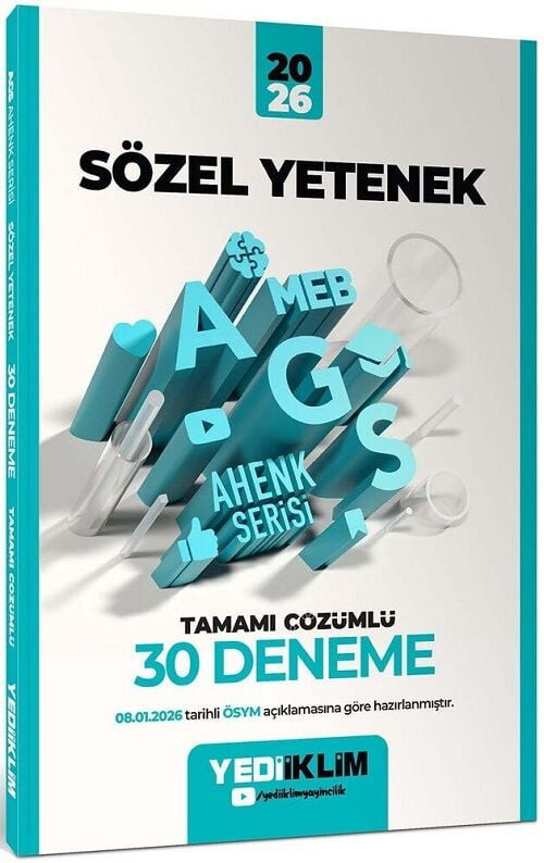 YENİ AGS - Yediiklim 2026 MEB-AGS Sözel Yetenek 30 Deneme Çözümlü Ahenk Serisi Yediiklim Yayınları