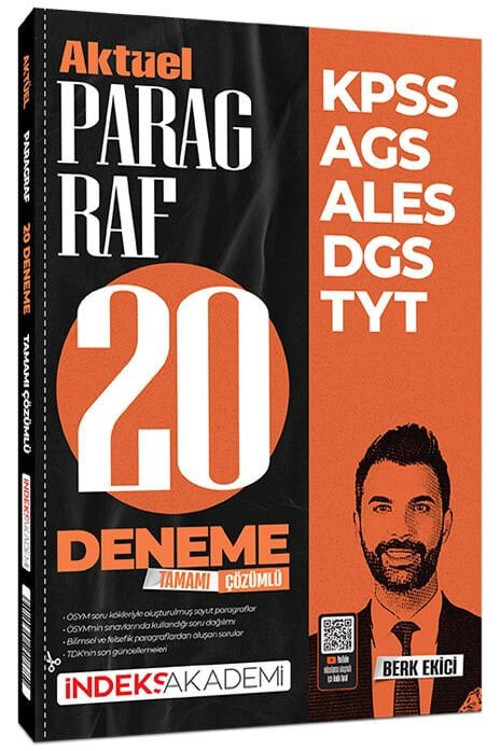 İndeks Akademi 2026 KPSS MEB-AGS ALES DGS TYT Aktüel Paragraf 20 Deneme Çözümlü - Berk Ekici İndeks Akademi Yayıncılık