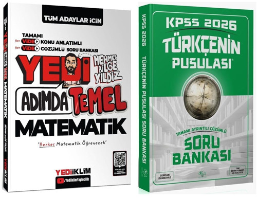 Yediiklim + CBA 2026 KPSS Yedi Adımda Temel Matematik + Türkçe Konu Anlatımlı Soru Bankası 2 li Set - Mehmet Bilge Yıldı