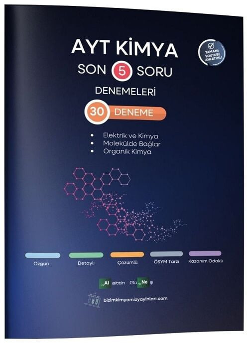 KR Akademi YKS AYT Kimya Son 5 Soru 30 Deneme Çözümlü - Alaittin Güneş