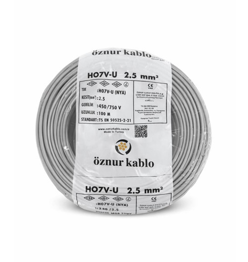 2,5 Mm2 Nya Kablo Tek Damar Gri 100mt