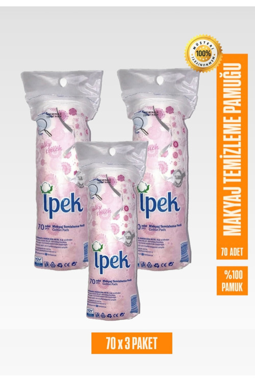 3 Paket 70'li Temizleme Pamuğu, Disk Pamuk