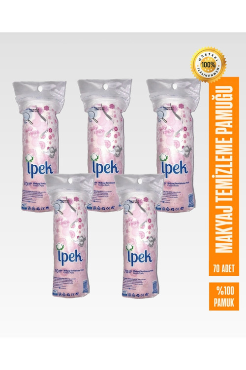 70'li 5 Paket Makyaj Temizleme Pamuğu, Disk Pamuk