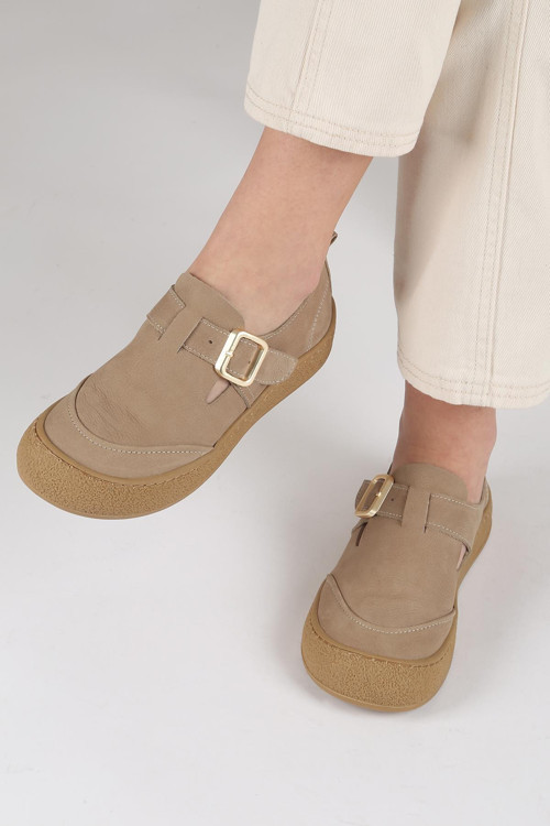 Luna Hakiki Deri Vizon Slip-on Tokalı Kadın Ayakkabı