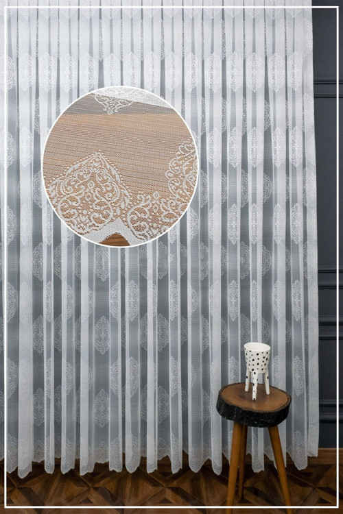 Damask Kullanıma Hazır Sık Pile Tül Perde Tek Kanat