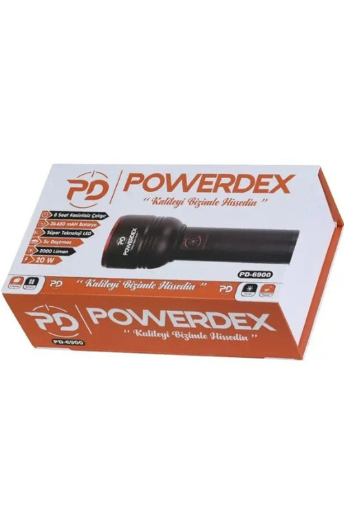20w Şarjlı Ledli Profesyonel El Feneri 2000Lm 26650 Pil 6000mAh 3.7v IP65