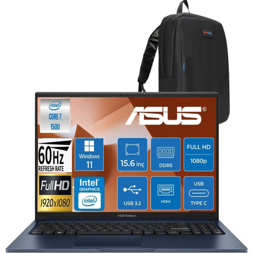 Vivobook 15 Vivobook 15 X1504VA Intel® Core™ 7 150U 8gb Ddr5 1tb SSD Intel Graphic Gpu 15,6 Inç Fullhd (1920 x 1080) Win