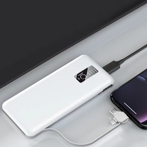 Maks Technology MKST Beyaz PW-05 Hızlı Led Göstergeli Micro Lightning Type-C Kablolu Taşınabilir Powerbank 10000mAh 2