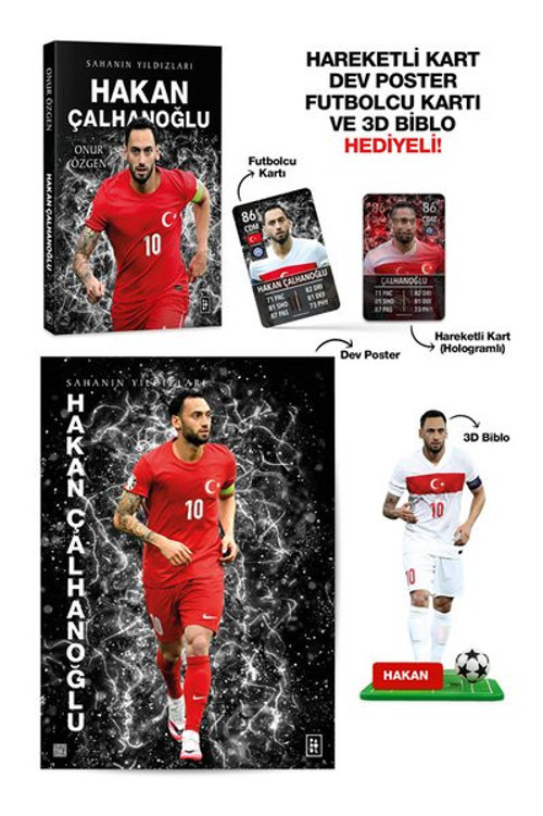 Hakan Çalhanoğlu - Sahanın Yıldızları - Hareketli Kart - Dev Poster - Futbolcu Kartı ve 3D Biblo Hed