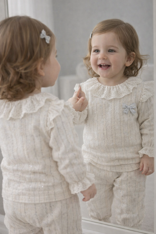 Kız Bebek Takım Bayramlık Fiyonk Detaylı Simli Müslin İkili Set 2006