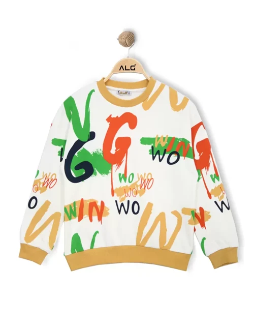 ERKEK ÇOCUK RENKLİ GRAFİTİ BASKILI SWEATSHIRT