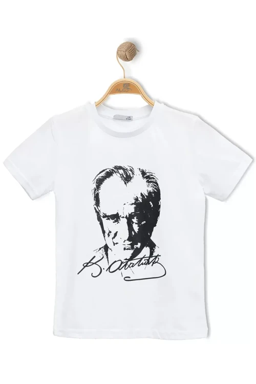 ATATÜRK BASKILI ÇOCUK TİŞÖRT %100 Pamuk (Bir Beden Büyük Önerilir)