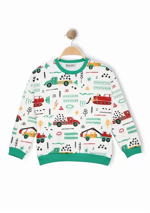 ERKEK ÇOCUK ARABA VE İŞ MAKİNELERİ DESENLİ SWEATSHIRT