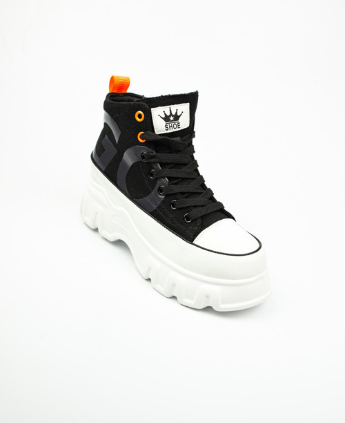 312 - 1 Siyah Kalın Taban Bilekli Kadın Sneaker