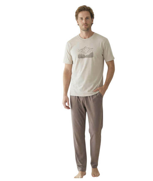 Donwear Erkek %100 Pamuk Penye Yazlık Kısa Kollu Pijama Takımı 26050643