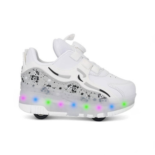 Beyaz Işıklı Patenli Ortopedik Unisex Çocuk Spor Ayakkabı Nils