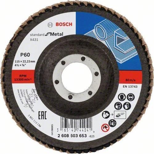 - 115 mm 60 Kum Standard Seri Metal İçin X431 AlüminyumOksit Flap Zımpara Diski