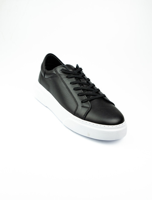 4007 Siyah Cilt Deri Erkek Sneaker