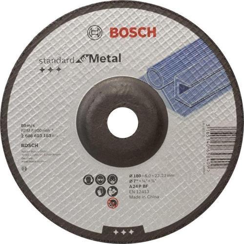 - 180*6,0 mm Standard Seri Bombeli Metal Taşlama Diski (Taş)