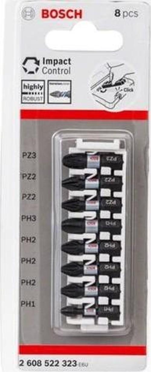 - Impact Control Serisi Vidalama Ucu 8'li PH1/PH2 x3/PH3/PZ2 x2/PZ3 *25mm