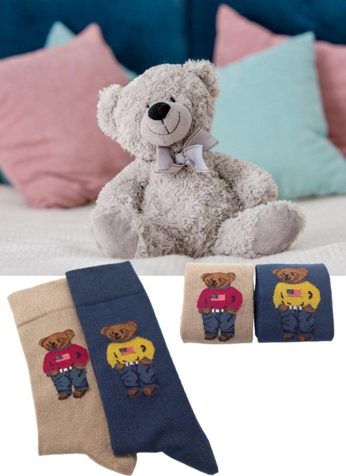 (2 ÇİFT) Teddy Bear Pamuklu Çorap Seti Dikişsiz (SEVİMLİ AYICIK)