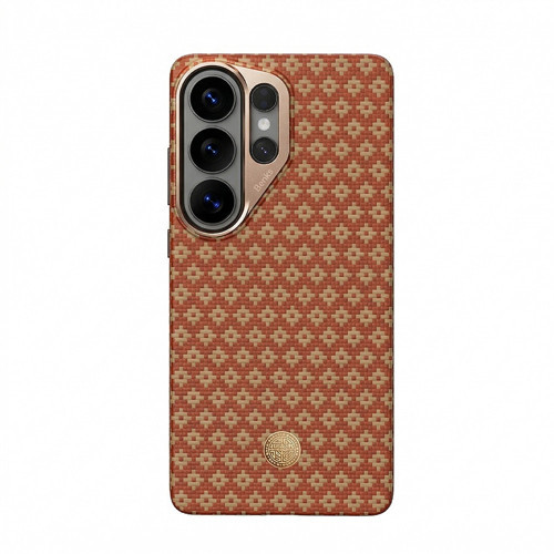 Galaxy S26 Ultra Uyumlu Kılıf M-Safeli Armorair Armorgrid Serisi Kevlar Kapak Açık Turuncu