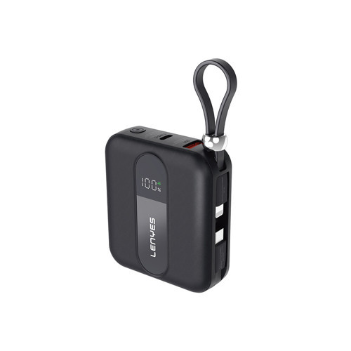 P562L Dijital Led Göstergeli Type-C Ve Lightning Kablolu Powerbank 22.5W 10000Mah Siyah