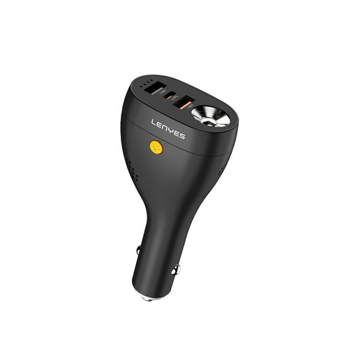 Ca70 Type-C + Dual Usb-A Portlu Çok Fonksiyonlu Araç Şarj Aleti 20W Siyah