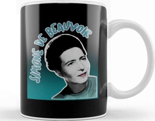 Feminist Simone De Beauvoir Original Stylized Retro Graphic Design Kupa Bardak Porselen