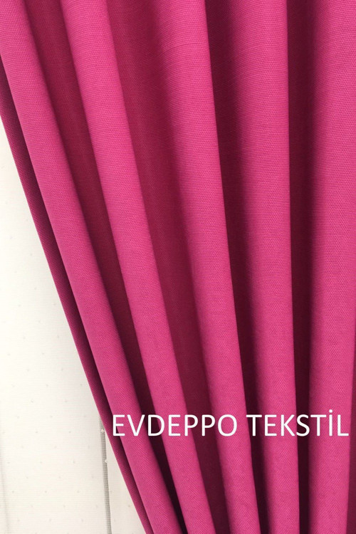 Taç Petek Dokulu Fuşya Düz Renk 1/2 Seyrek Pileli Soft Fon Perde, Seyrek Pile, Tek Kanat