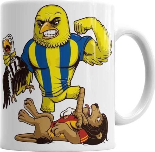 Kanarya Kartal Aslan Boğazlıyor Ü Sarı Lacivert Kanarya T Shırt Kupa Bardak Porselen